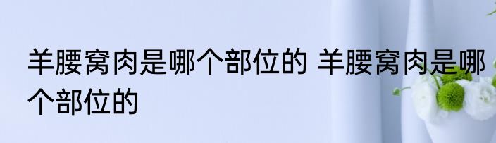 羊腰窝肉是哪个部位的 羊腰窝肉是哪个部位的