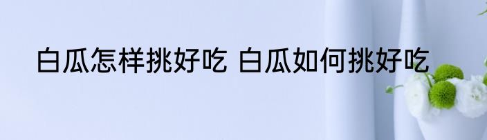 白瓜怎样挑好吃 白瓜如何挑好吃