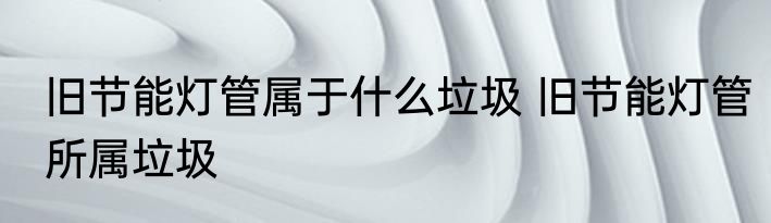 旧节能灯管属于什么垃圾 旧节能灯管所属垃圾