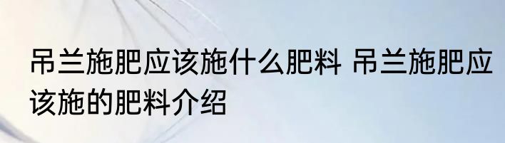 吊兰施肥应该施什么肥料 吊兰施肥应该施的肥料介绍