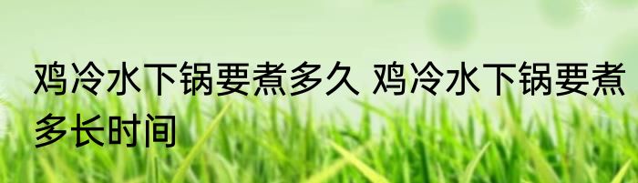 鸡冷水下锅要煮多久 鸡冷水下锅要煮多长时间