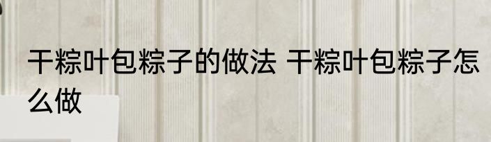 干粽叶包粽子的做法 干粽叶包粽子怎么做