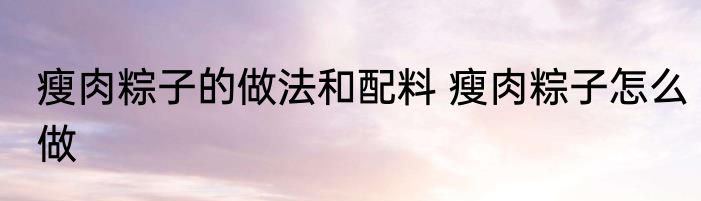 瘦肉粽子的做法和配料 瘦肉粽子怎么做