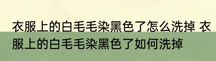 衣服上的白毛毛染黑色了怎么洗掉 衣服上的白毛毛染黑色了如何洗掉