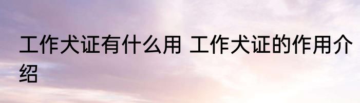 工作犬证有什么用 工作犬证的作用介绍