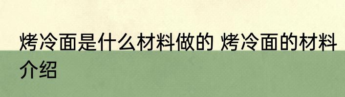 烤冷面是什么材料做的 烤冷面的材料介绍