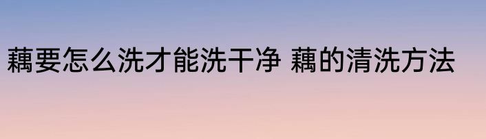 藕要怎么洗才能洗干净 藕的清洗方法