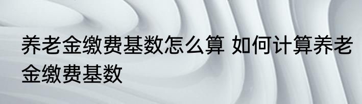 养老金缴费基数怎么算 如何计算养老金缴费基数