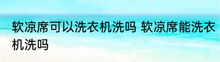 软凉席可以洗衣机洗吗 软凉席能洗衣机洗吗