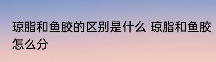 琼脂和鱼胶的区别是什么 琼脂和鱼胶怎么分
