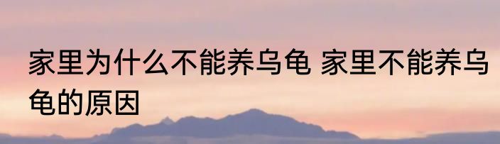 家里为什么不能养乌龟 家里不能养乌龟的原因