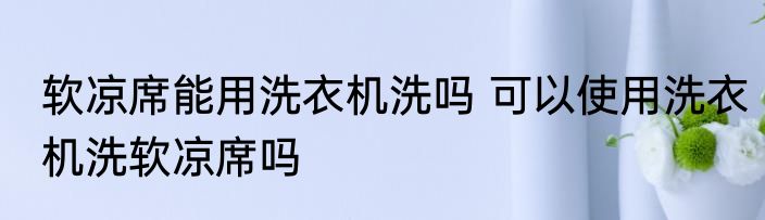 软凉席能用洗衣机洗吗 可以使用洗衣机洗软凉席吗