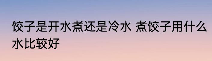 饺子是开水煮还是冷水 煮饺子用什么水比较好