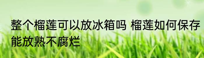 整个榴莲可以放冰箱吗 榴莲如何保存能放熟不腐烂