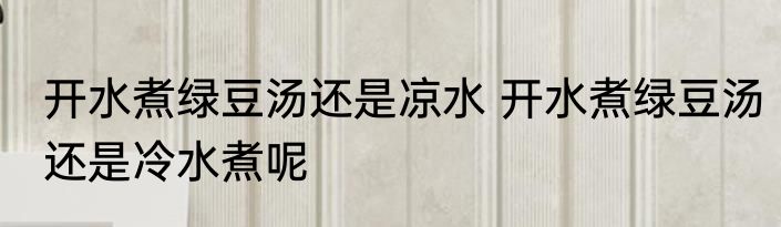 开水煮绿豆汤还是凉水 开水煮绿豆汤还是冷水煮呢
