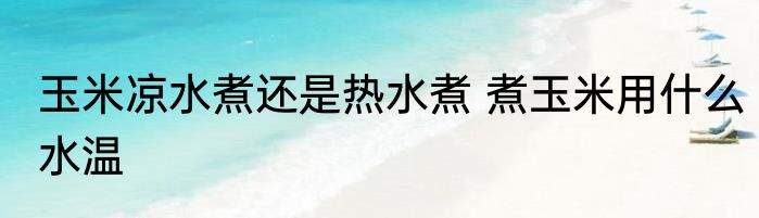玉米凉水煮还是热水煮 煮玉米用什么水温