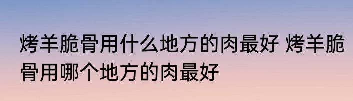 烤羊脆骨用什么地方的肉最好 烤羊脆骨用哪个地方的肉最好
