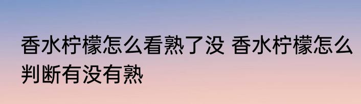 香水柠檬怎么看熟了没 香水柠檬怎么判断有没有熟