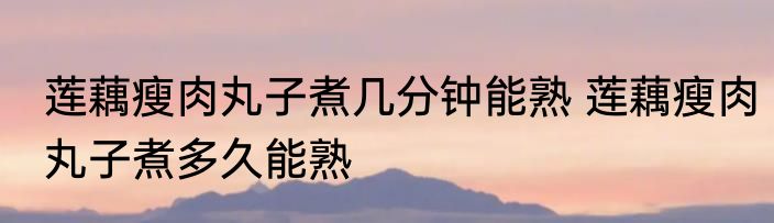 莲藕瘦肉丸子煮几分钟能熟 莲藕瘦肉丸子煮多久能熟