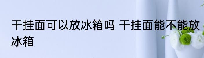 干挂面可以放冰箱吗 干挂面能不能放冰箱