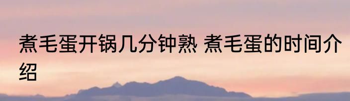 煮毛蛋开锅几分钟熟 煮毛蛋的时间介绍