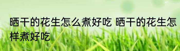 晒干的花生怎么煮好吃 晒干的花生怎样煮好吃