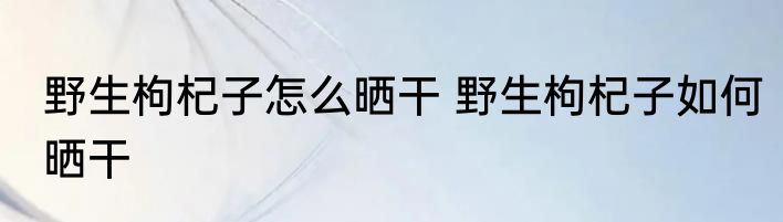 野生枸杞子怎么晒干 野生枸杞子如何晒干