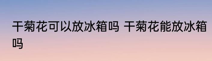 干菊花可以放冰箱吗 干菊花能放冰箱吗