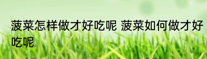 菠菜怎样做才好吃呢 菠菜如何做才好吃呢