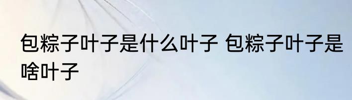 包粽子叶子是什么叶子 包粽子叶子是啥叶子