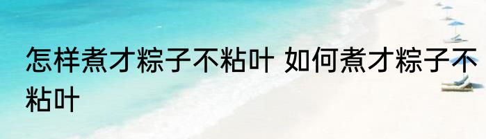 怎样煮才粽子不粘叶 如何煮才粽子不粘叶