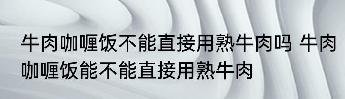 牛肉咖喱饭不能直接用熟牛肉吗 牛肉咖喱饭能不能直接用熟牛肉