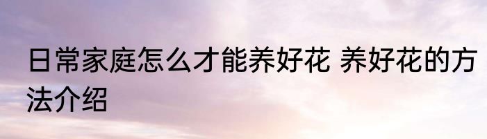 日常家庭怎么才能养好花 养好花的方法介绍