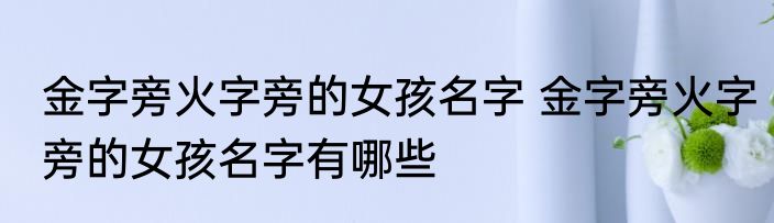 金字旁火字旁的女孩名字 金字旁火字旁的女孩名字有哪些