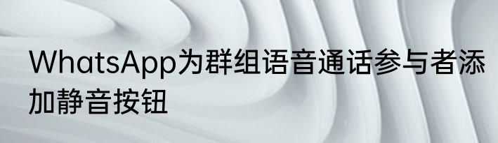 WhatsApp为群组语音通话参与者添加静音按钮