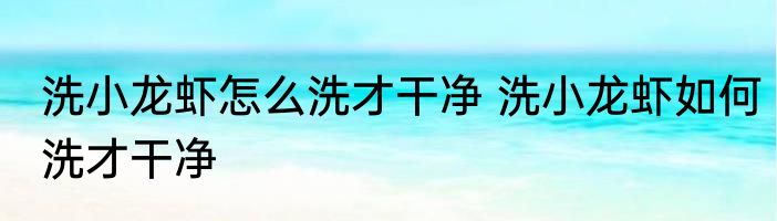 洗小龙虾怎么洗才干净 洗小龙虾如何洗才干净