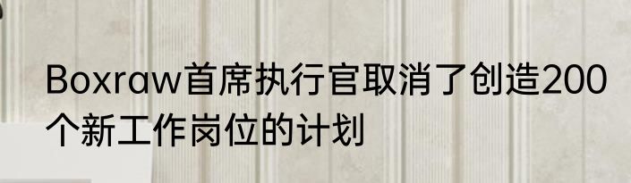 Boxraw首席执行官取消了创造200个新工作岗位的计划