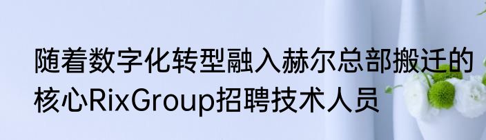 随着数字化转型融入赫尔总部搬迁的核心RixGroup招聘技术人员