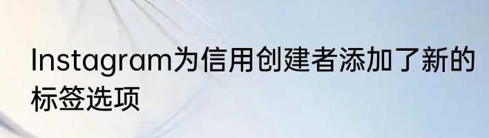 Instagram为信用创建者添加了新的标签选项