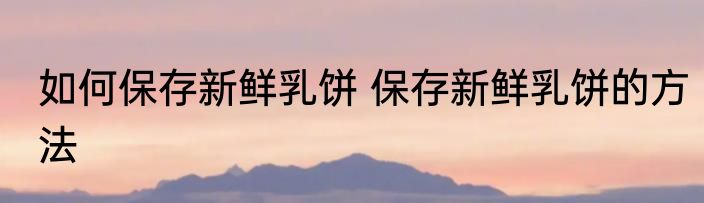 如何保存新鲜乳饼 保存新鲜乳饼的方法