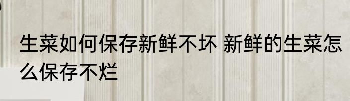 生菜如何保存新鲜不坏 新鲜的生菜怎么保存不烂