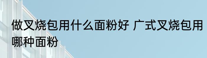 做叉烧包用什么面粉好 广式叉烧包用哪种面粉