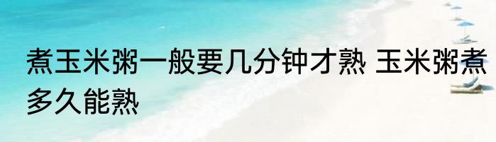 煮玉米粥一般要几分钟才熟 玉米粥煮多久能熟