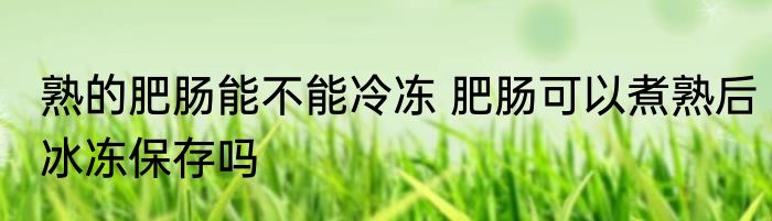熟的肥肠能不能冷冻 肥肠可以煮熟后冰冻保存吗