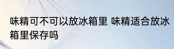 味精可不可以放冰箱里 味精适合放冰箱里保存吗