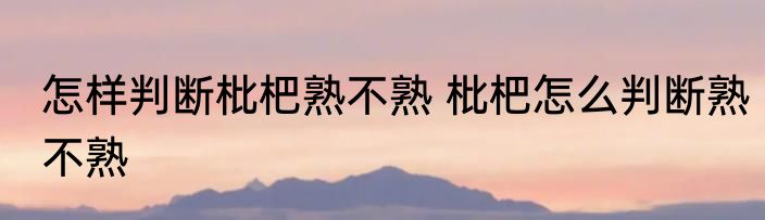 怎样判断枇杷熟不熟 枇杷怎么判断熟不熟