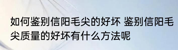 如何鉴别信阳毛尖的好坏 鉴别信阳毛尖质量的好坏有什么方法呢