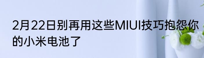 2月22日别再用这些MIUI技巧抱怨你的小米电池了