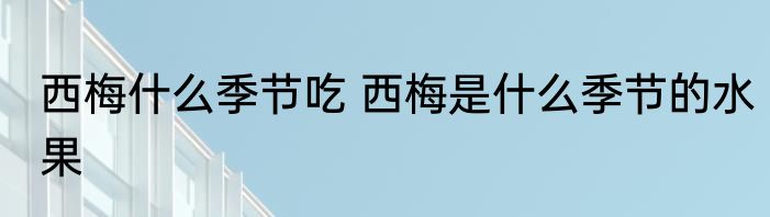 西梅什么季节吃 西梅是什么季节的水果