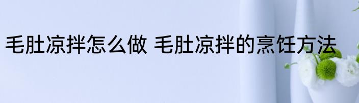 毛肚凉拌怎么做 毛肚凉拌的烹饪方法